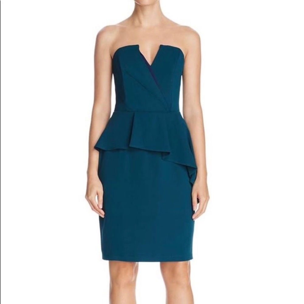 Adelyn Rae Green Strapless Dress